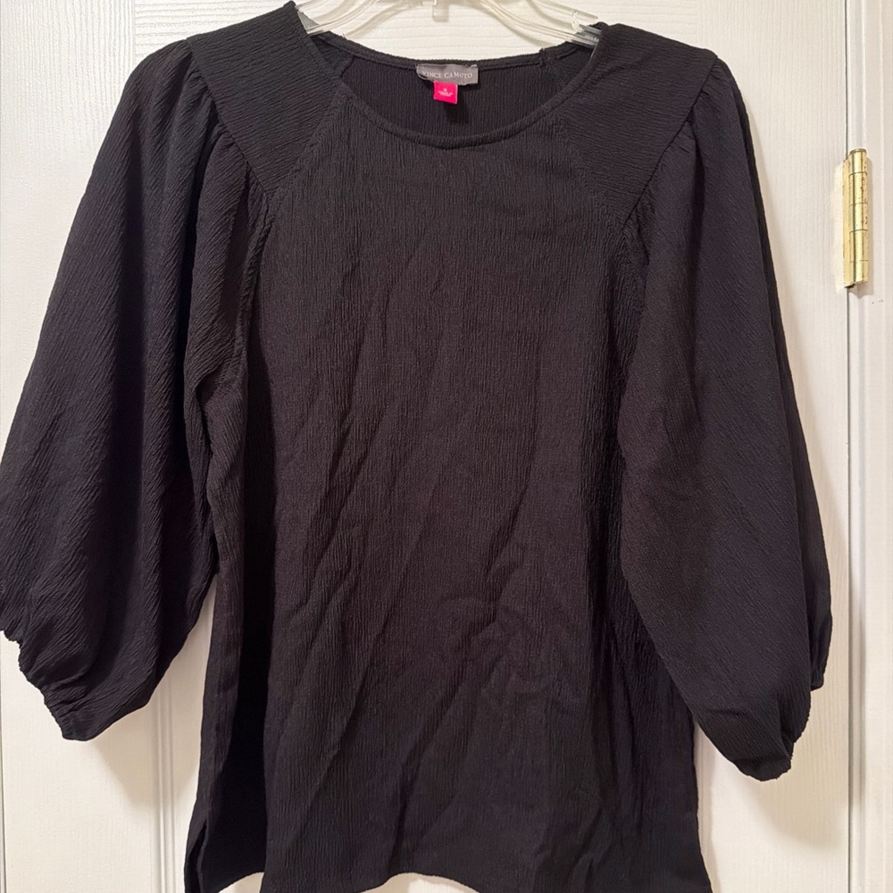Vince Camuto Black Textured Blouse